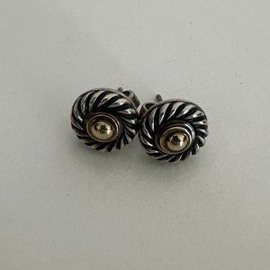 David Yurman Sterling Silver & 14K Gold Cookie Stud Earrings